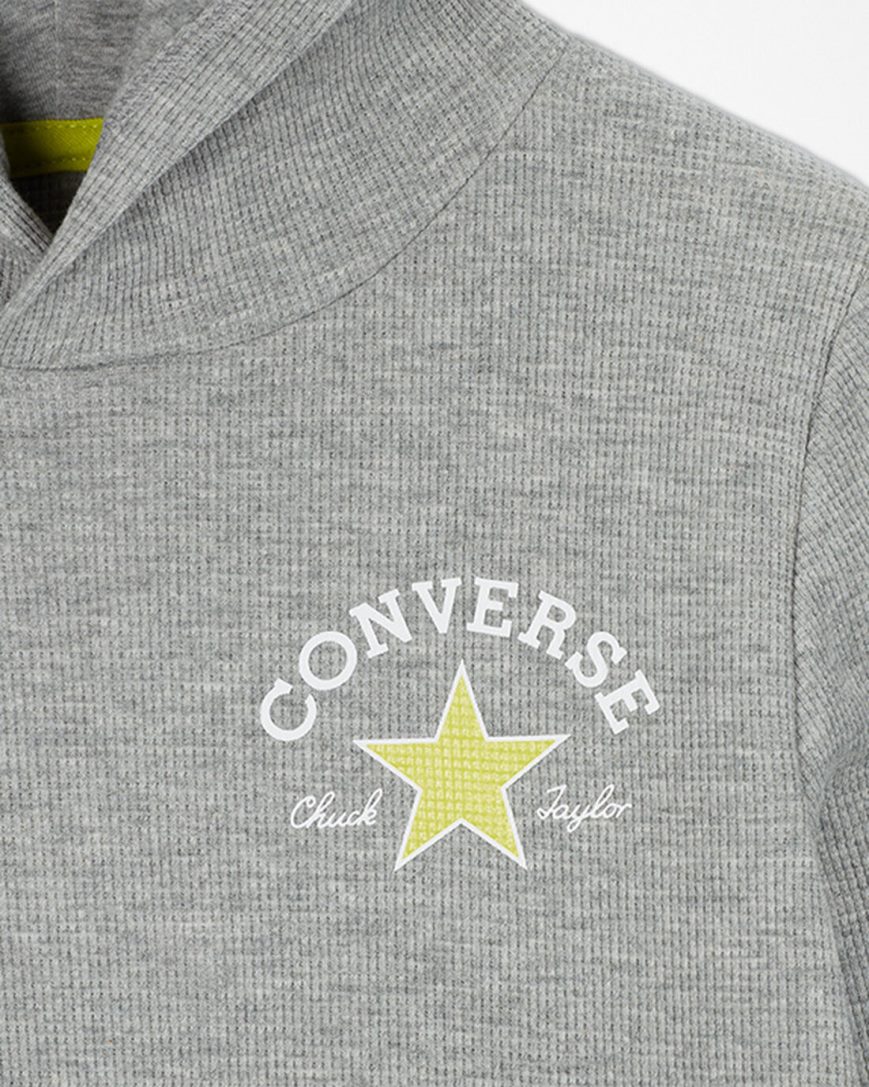 Chlapecké Mikiny S Kapucí Converse Long Sleeve Waffle Šedé | CZ G31JX75